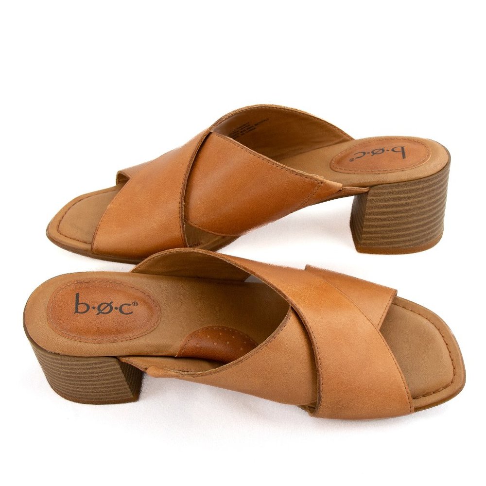 BOC Tan Leather Crisscross Sandals